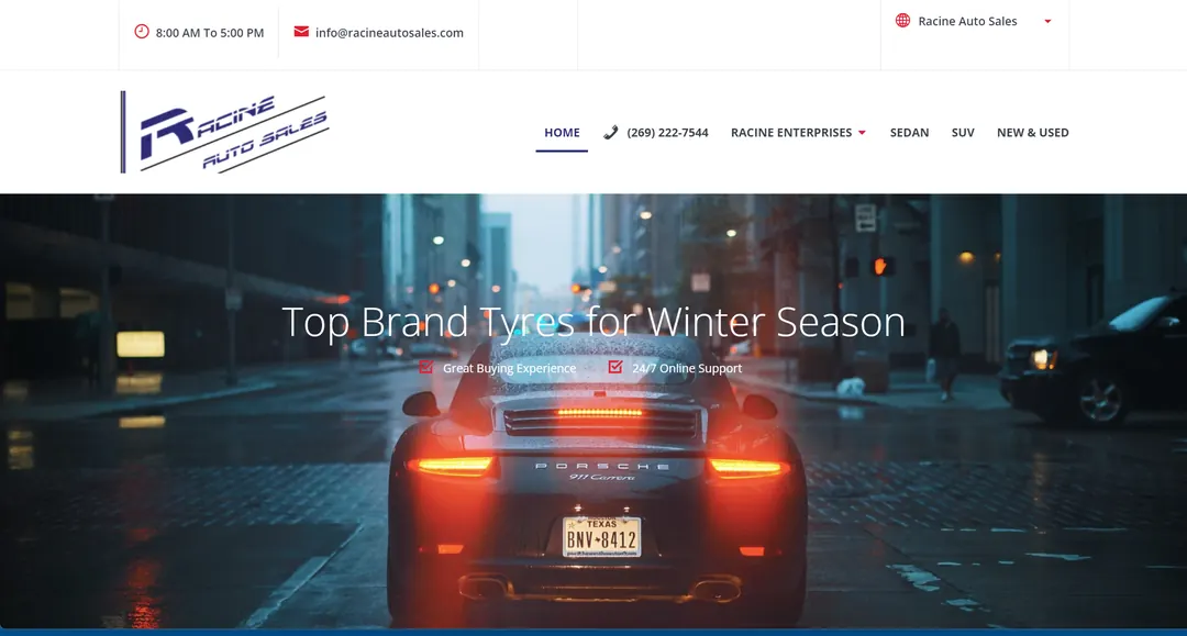 Racine Auto Sales website